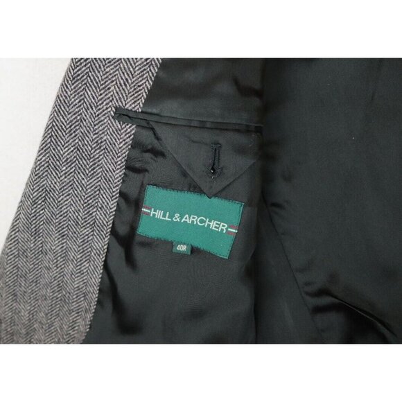 HILL & ARCHER - WOMEN'S BEIGE & BLACK HERRINGBONE BLAZER JACKET SPORT COAT - 40R - Picture 5 of 9